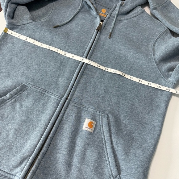 Carhartt Relaxed Fit Hoodie Sweatshirt Women Size 8/10 Full Zip Mid Weight Coral - Picture 9 of 11